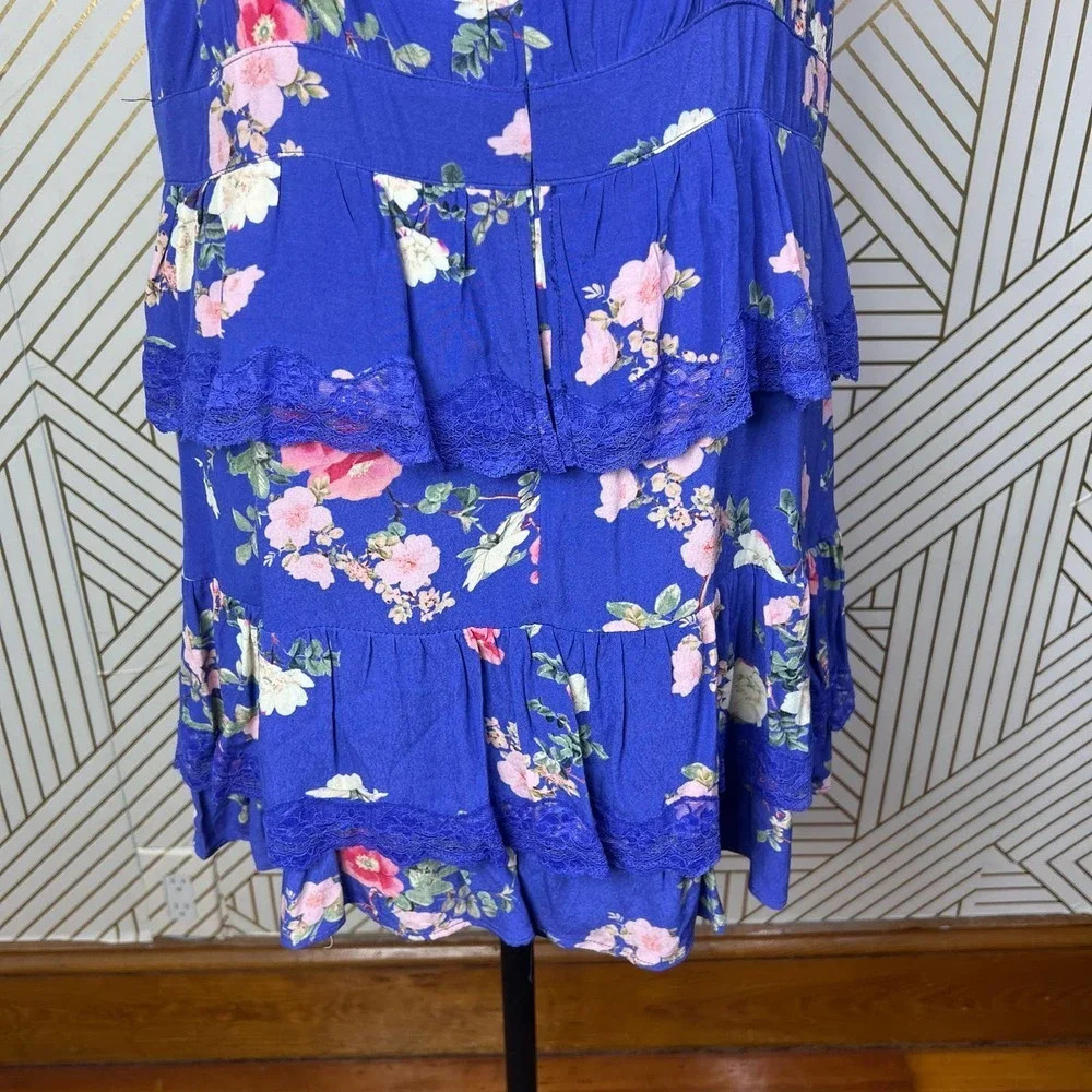 Lovers + Friends Teresa Floral Ruffle Mini Dress in Feeling Blue Size US XL - Picture 10 of 12